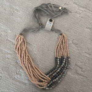 Anthropologie Gray and Cream Necklace Modern Chic